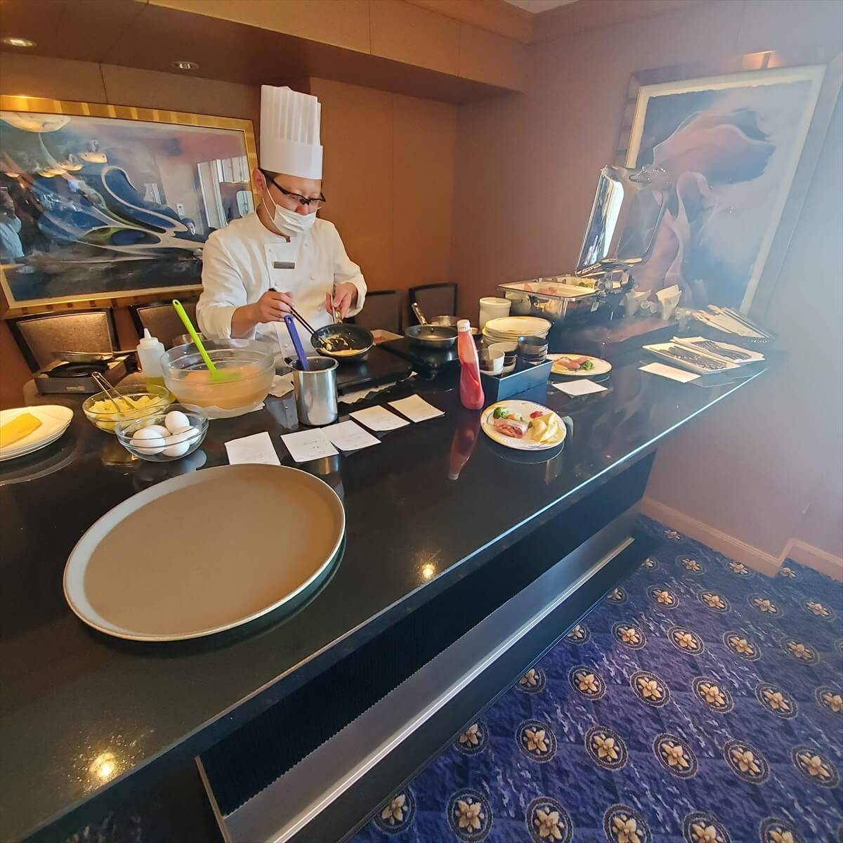 ウェスティンホテル東京のクラブラウンジ「ウェスティンクラブ」の朝食のエッグステーション